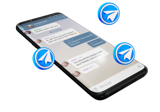 Mockup simples em 3D de smartphone com aplicativo do Telegram em exibição