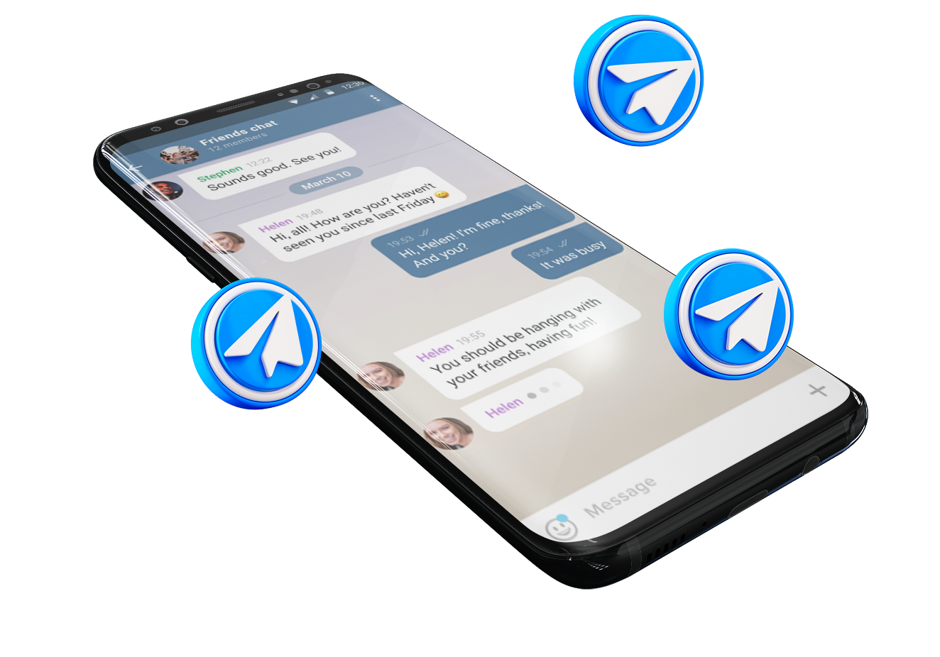 Celular com aplicativo do Telegram aberto
